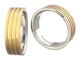 Par de alianças ouro 18k e prata - APE650 - Foto 2