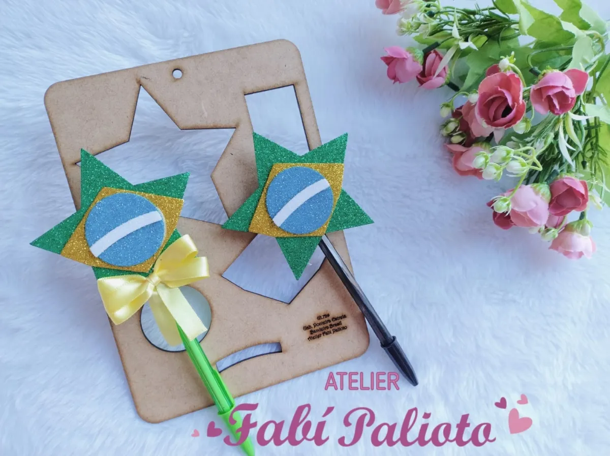 G1.724   Gabarito de Moldes em MDF Ponteira Estrela Bandeira do Brasil Imagem