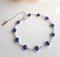 PULSEIRA DE DE OLHOS GREGOS AZUIS BANHADA A PRATA 925  - Foto 2