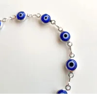 PULSEIRA DE DE OLHOS GREGOS AZUIS BANHADA A PRATA 925  - Foto 3
