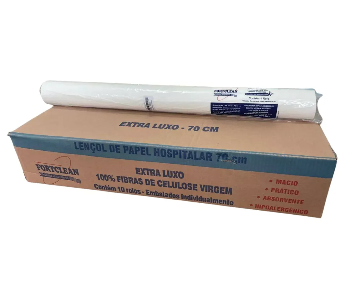 Lencol Papel Branco Extra Luxo 70cm x 50m FORTCLEAN Imagem