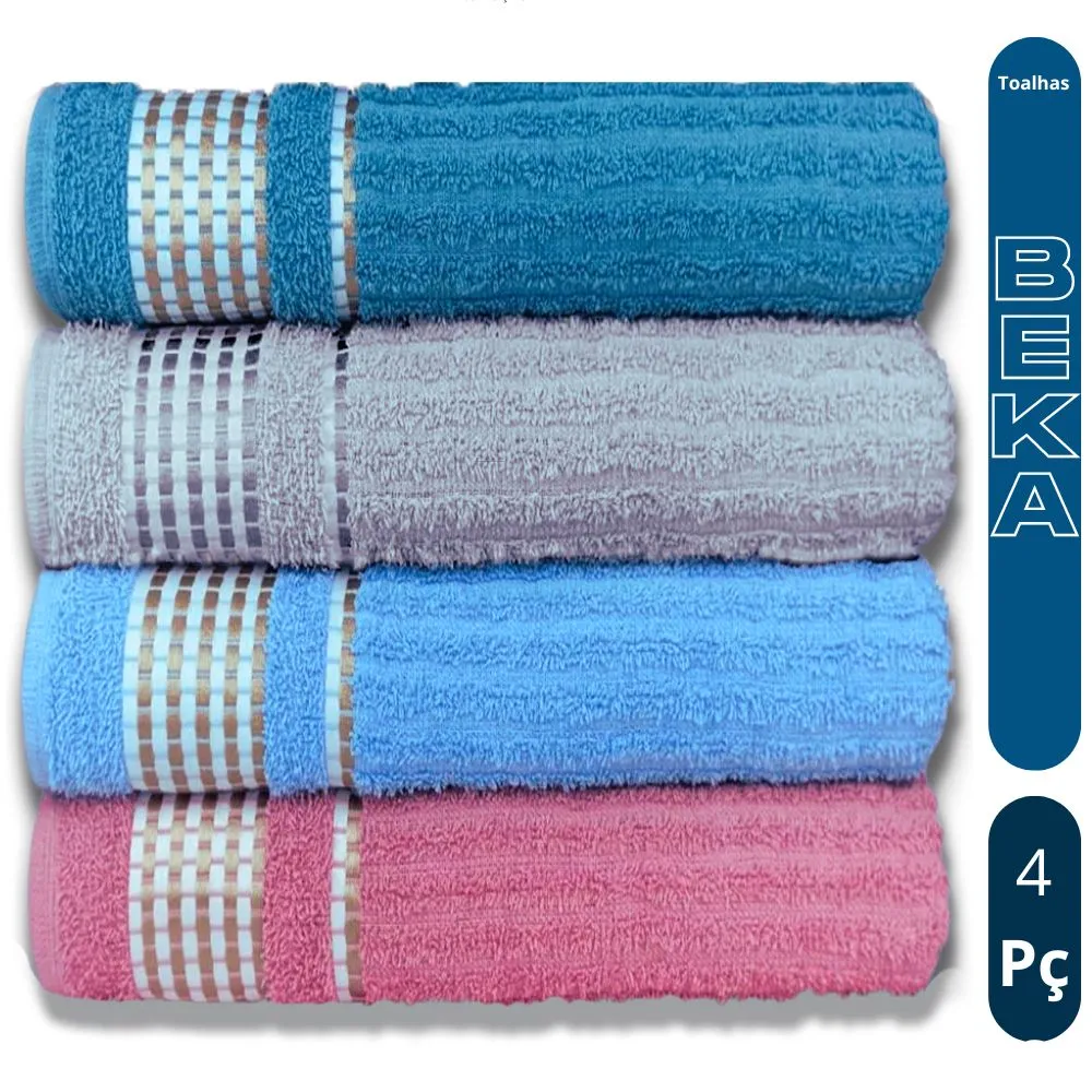 Kit 4 Toalhas de Banho Caneladas Gigante Banhão 70 X 140 Beka Mega-Absorção Hiper 3