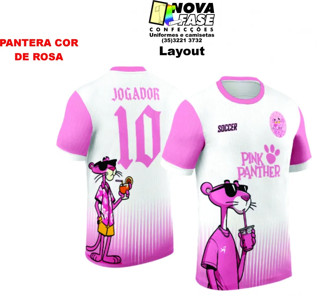 Camiseta em Dry Fit UV PANTERA COR ROSA