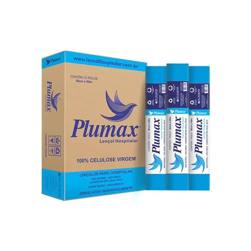 Lencol Papel Branco 50cm x 50m PLUMAX