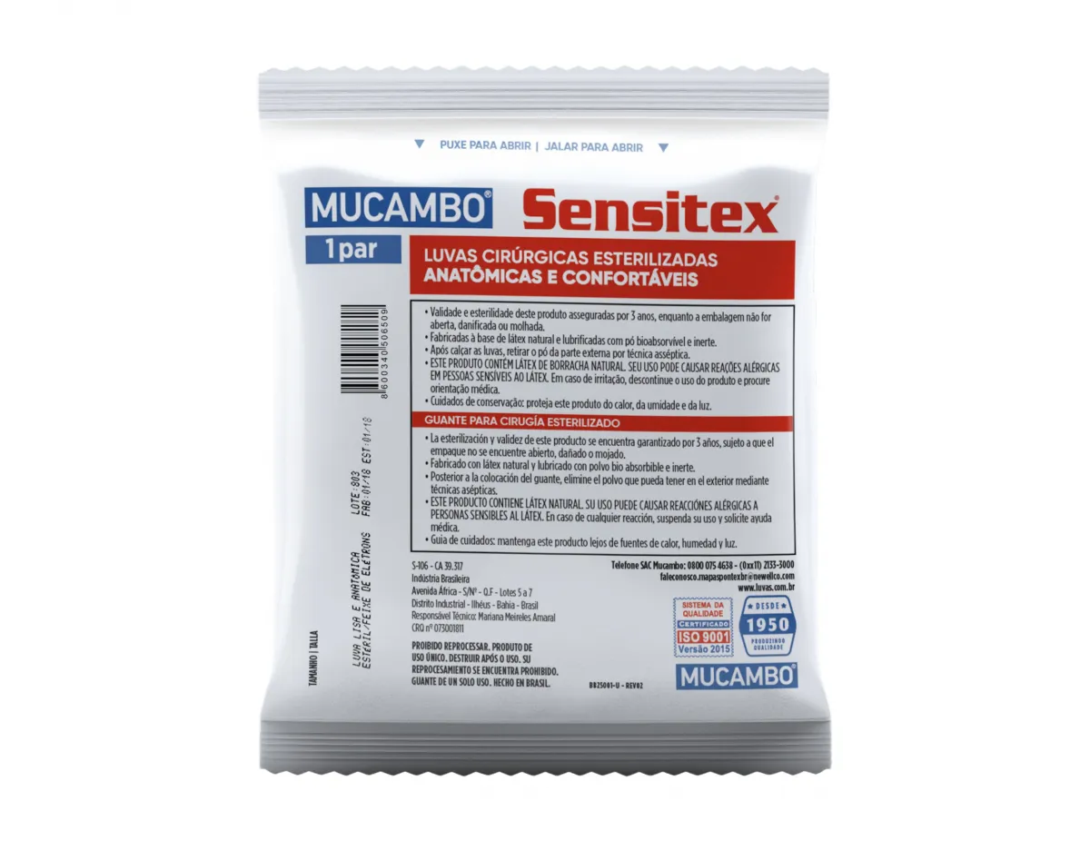 Luva Esteril Com Talco Sensitex MUCAMBO Imagem
