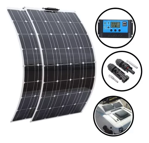 Kit Painel Placa Solar Flexível 240w ( 2x 120w ) PWM Caminhão, Lancha, Motorhome