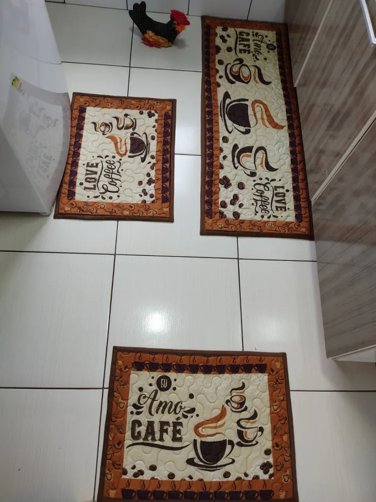 Jogo de Tapete Cozinha - Café Marrom