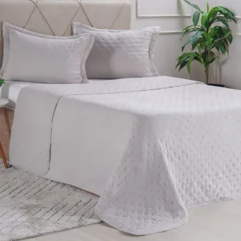 COLCHA  MIRAGGIO COM PORTA TRAVISSEIRO CINZA TESSI