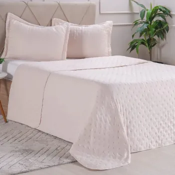 COLCHA MIRAGGIO COM PORTA TRAVISSEIRO AREIA  TESSI