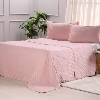  COLCHA Miraggio Com Porta Travesseiro rosê- Tessi