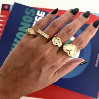 Anel Ajustável Smile Cravejado - Ouro 18k - Foto 4