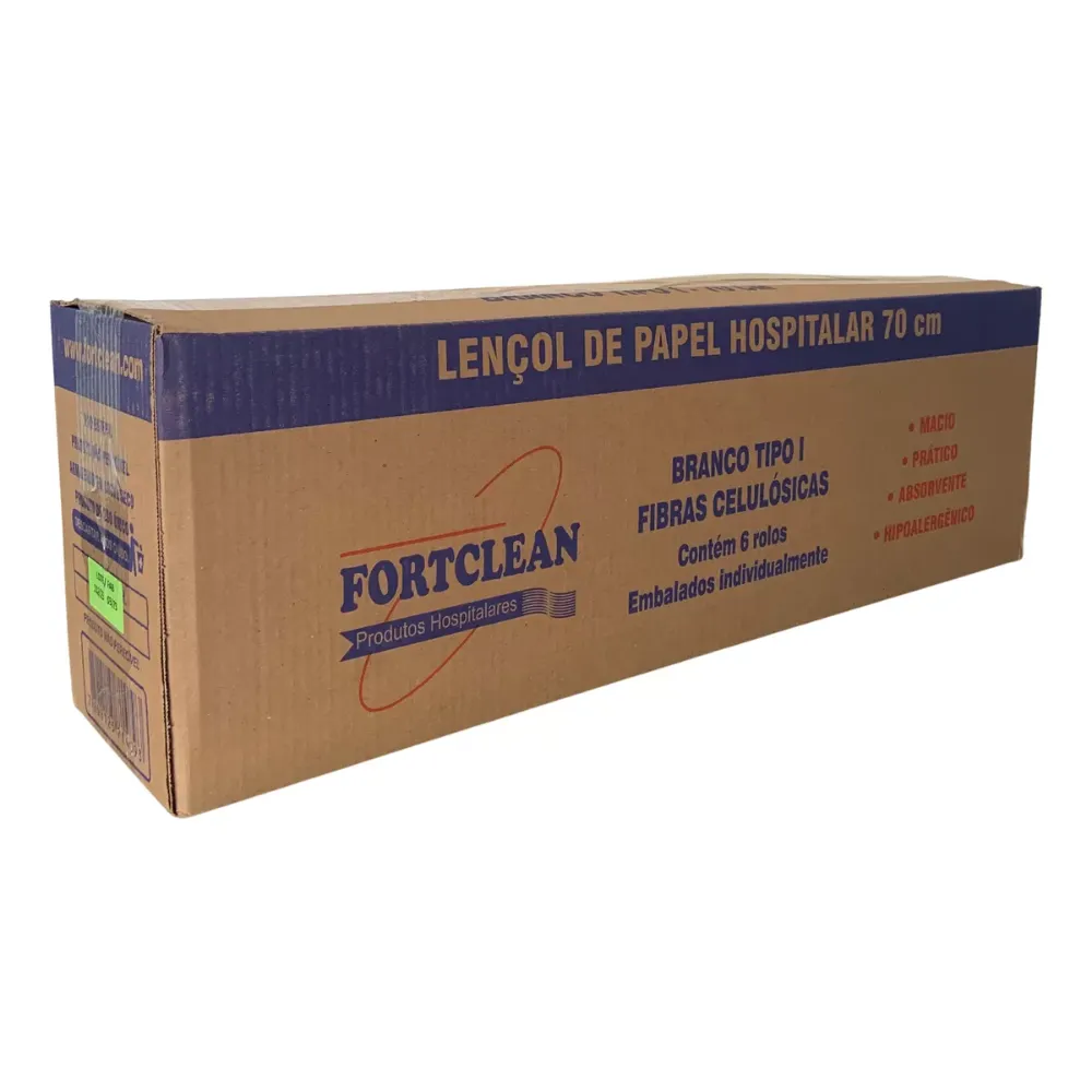 Lencol Papel Branco tipo 1 - 70cm x 50m FORTCLEAN