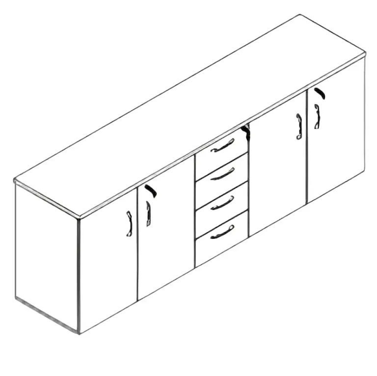 Armário Baixo 1960 com 4  portas e 4 gavetas Lexus Imagem