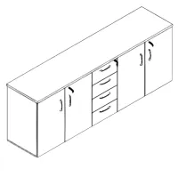 Armário Baixo 1960 com 4  portas e 4 gavetas Lexus