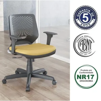 Cadeira Beezi Mecanismo de Relax com Base Giratória e Braços Reguláveis