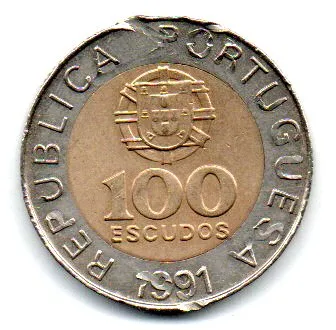 Portugal - 1991 - 100 Escudos - C/ Mossas