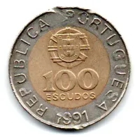 Portugal - 1991 - 100 Escudos - C/ Mossas
