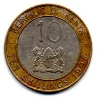 Quênia - 1995 - 10 Shillings