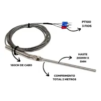 SENSOR TERMOPAR PT100 PONTA 200MM 2 METROS  - Foto 2