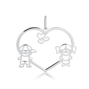 Pingente de prata 925 coração casal - 251238 Imagem