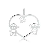 Pingente de prata 925 coração casal - 251238