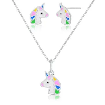 Conjunto de prata 925 unicórnio - 280110