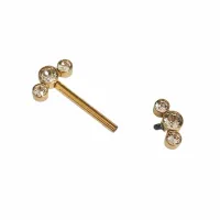 MAMILO CLUSTER em TITÂNIO PVD DOURADO com 3 PEDRAS 1.6mm TIT23 - Foto 4