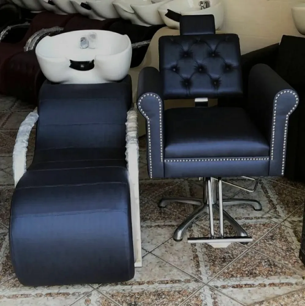 Kit Lavatório e Cadeira Reclinável Preta Imagem