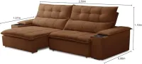 Sofá Retrátil e Reclinável 4 Lugares 250cm com Porta Copos e Objetos Bulgária Terracota - Foto 2