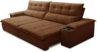 Sofá Retrátil e Reclinável 4 Lugares 250cm com Porta Copos e Objetos Bulgária Terracota - Foto 3