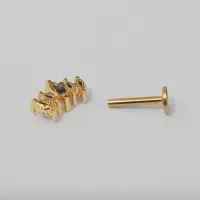 Labret Aço Cirúrgico Dourado  1.2mm - 5 GEMA  BNH12 - Foto 2
