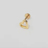 Labret Aço Cirúrgico Dourado 1.2mm - CORAÇÃO VAZADO  BNH14 - Foto 3