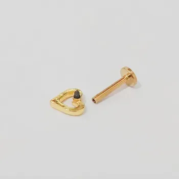 Labret Aço Cirúrgico Dourado 1.2mm - CORAÇÃO VAZADO  BNH22 - Foto 2