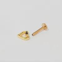 Labret Aço Cirúrgico Dourado 1.2mm - CORAÇÃO VAZADO  BNH14 - Foto 2