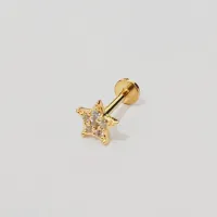 Labret Aço Cirúrgico Dourado 1.2mm - ESTRELA  BNH13 - Foto 3