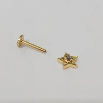 Labret Aço Cirúrgico Dourado 1.2mm - ESTRELA  BNH17 - Foto 2