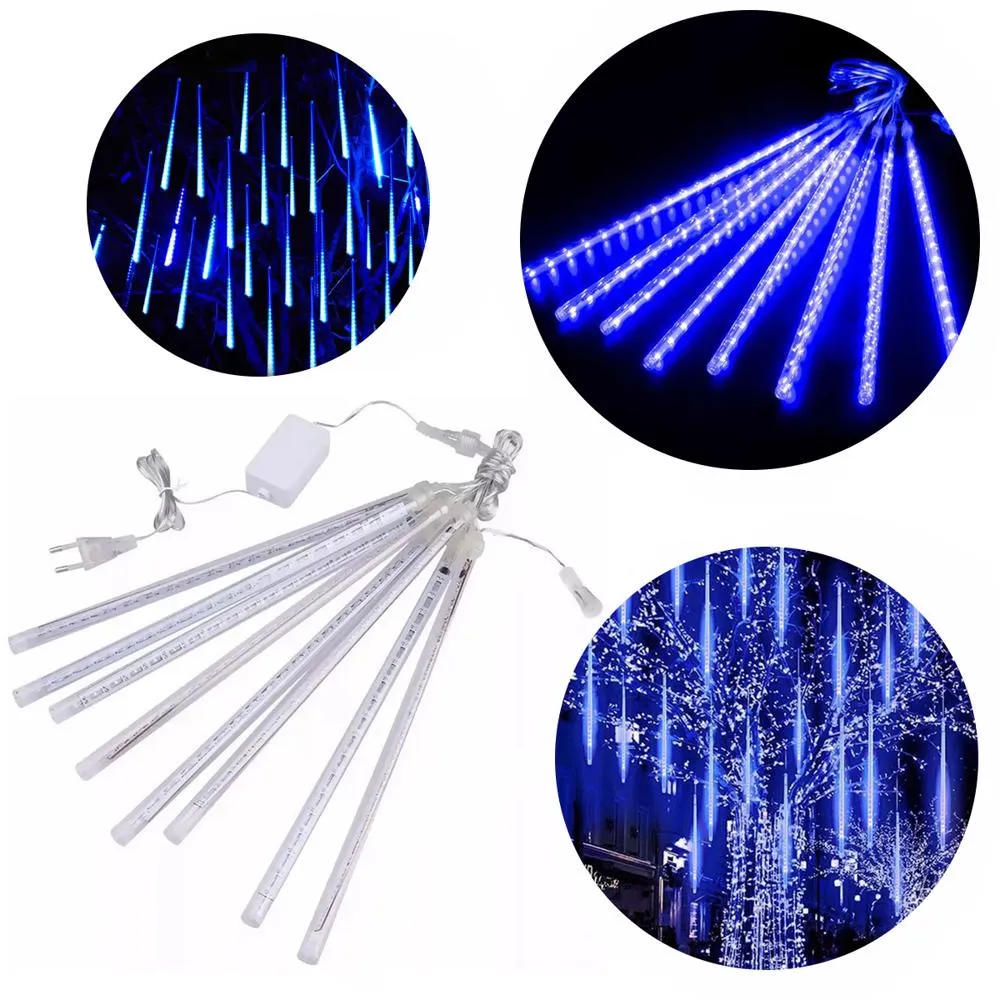 Jogo 8 Tubo Led 50 CM Led AZul - Snow Fall Efeito Neve Imagem