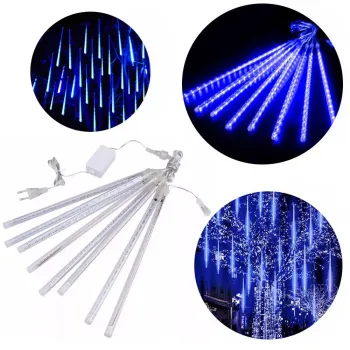 Jogo 8 Tubo Led 50 CM Led AZul - Snow Fall Efeito Neve