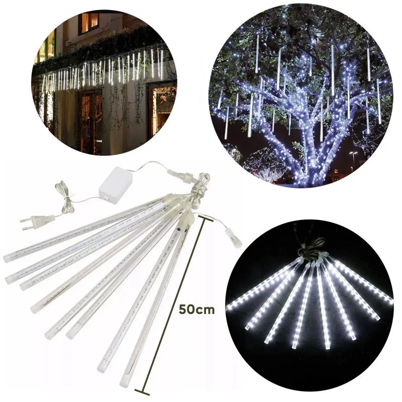 Jogo 8 Tubo Led 50 CM Led Branco Frio - Snow Fall Efeito Neve Imagem