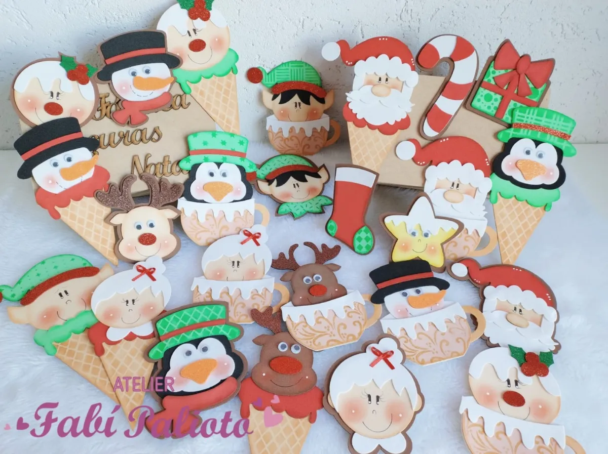 G1.735 Gabarito de Moldes em MDF Kit Fábrica Doçuras  de Natal