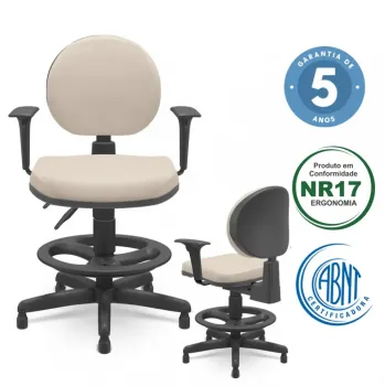  Cadeira Multiregulável NR17 Caixa Operativa Plus Executiva Encosto Regulável e Braços Regulaveis 