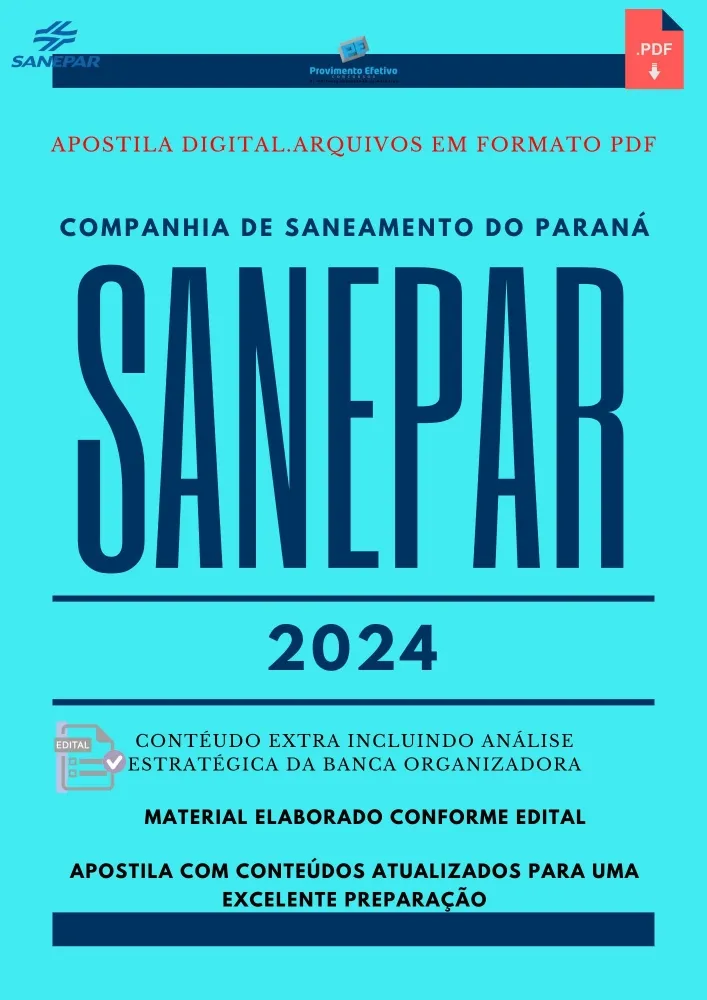 Apostila SANEPAR 2024 Agente de Suporte