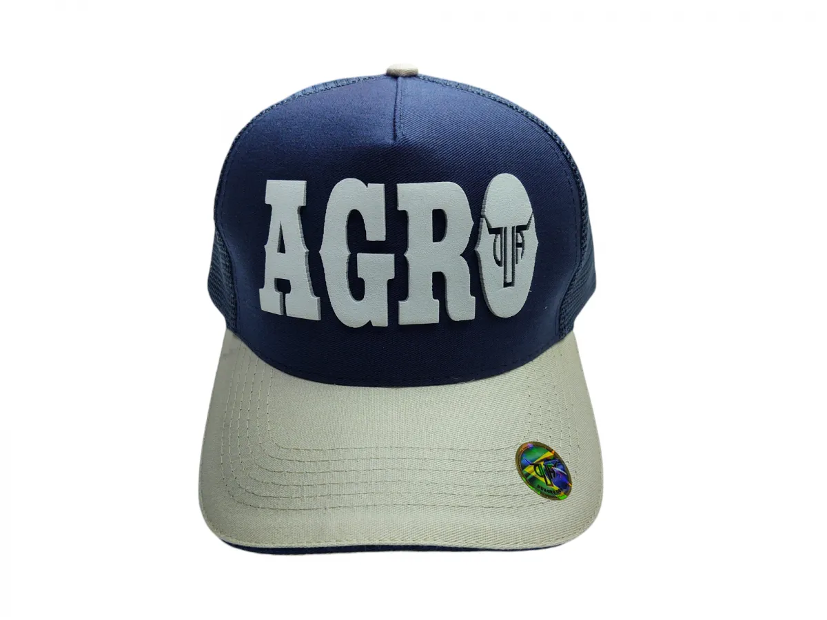 Ref: DA09 - Boné Country Duagro Agro - Cor Azul Marinho - Aba Cru