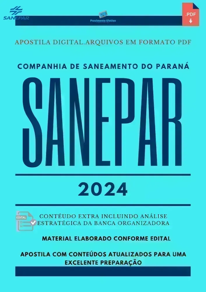 Apostila SANEPAR 2024 Analista de Analista de Informática