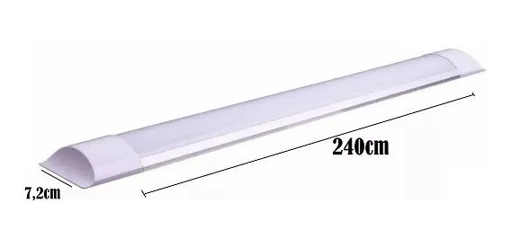 Luminária Tubular Sobrepor Led Slim 72w Branco Frio 240cm Imagem