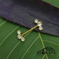 Mamilo CLUSTER em TITÂNIO PVD GOLD 3 Pedras 1.6mm - (Mamilo) 1089 - Foto 2