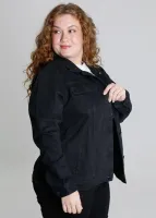 Jaqueta Maxi Jeans Sawary Feminina Preta - Foto 2