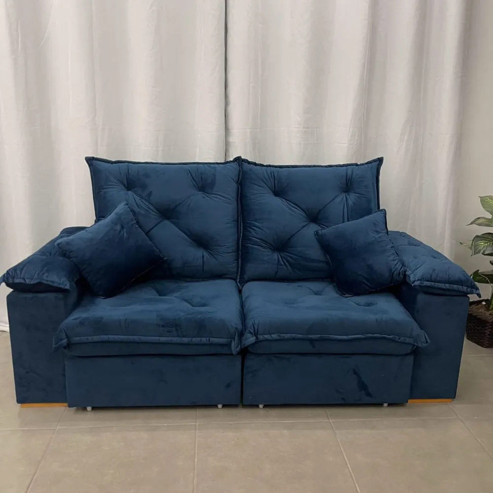 Sofá retrátil e Reclinavel porto Madero Roma  2 metros em veludo Imagem