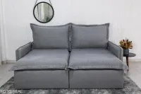 Sofá Retrátil e Cama 4 Almofadas Roma Tecido Bege Linho  2 metros Super promoção - Foto 10