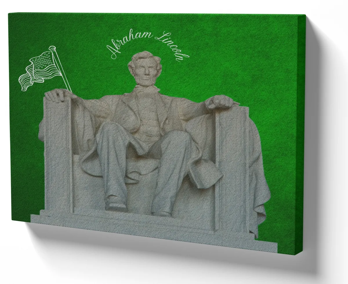 Quadro decorativo tela Abraham Lincoln sentado estatua